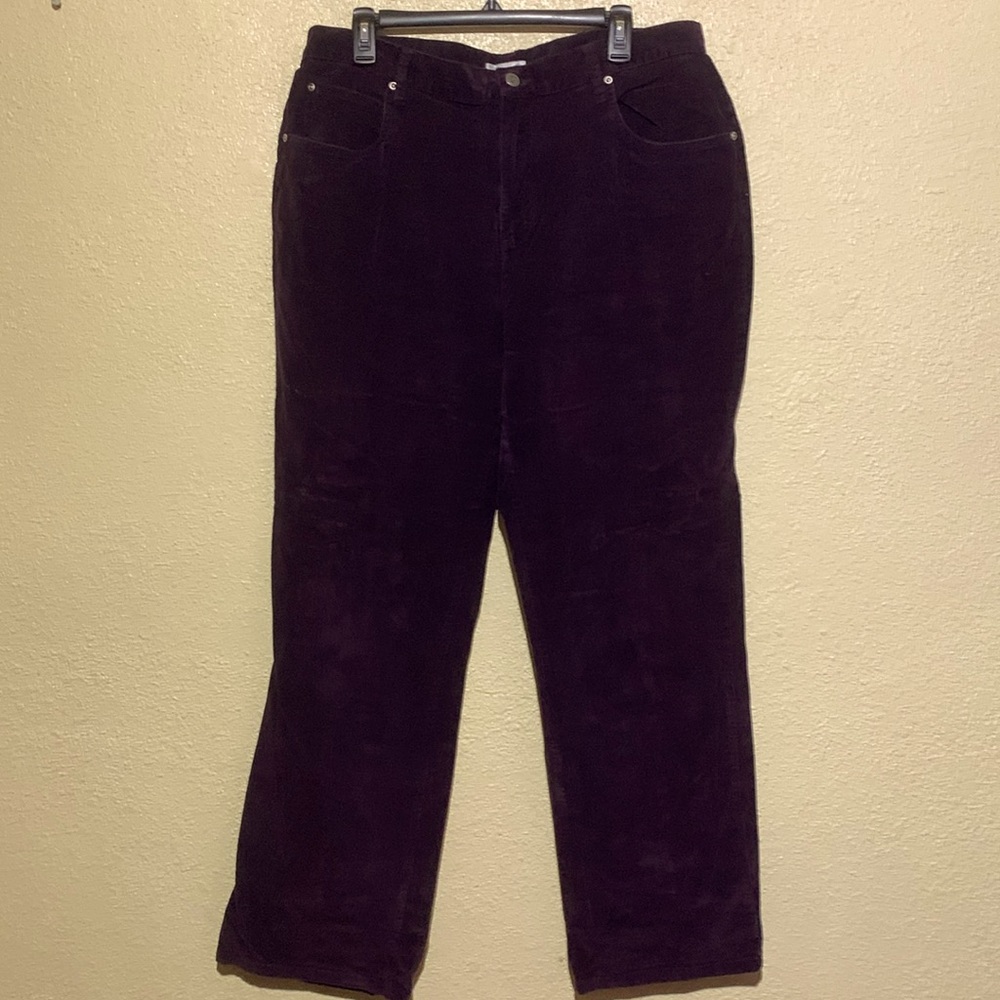 Envision Avenue Pants 18W Dark Purple Corduroy Straight Stretchy Cotton Spandex